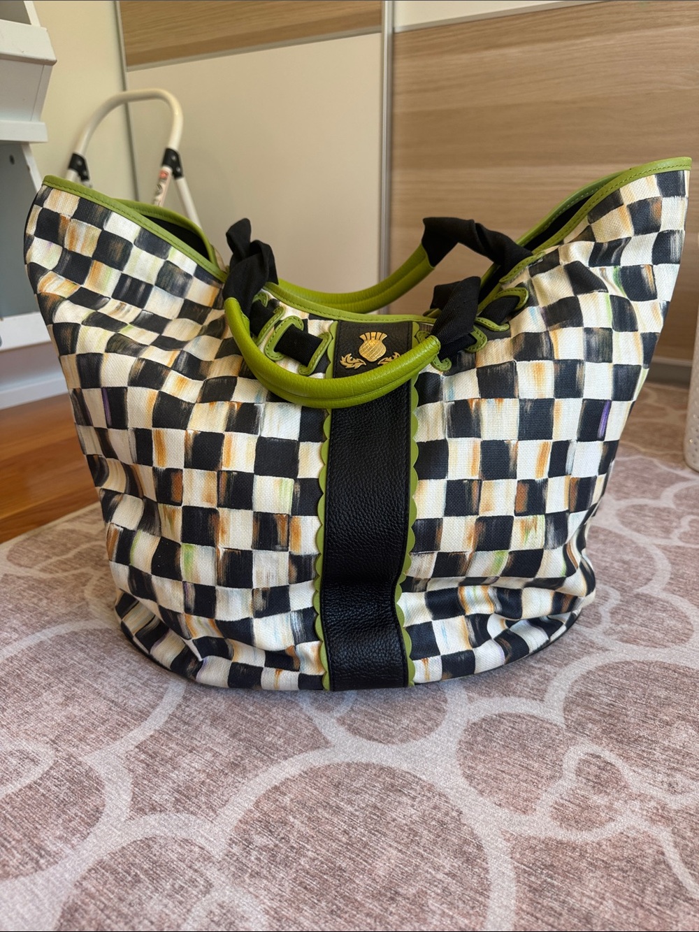 Mackenzie-Child’s canvas courtly check tote